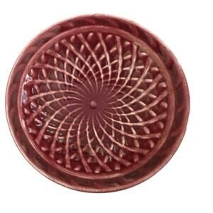 HARLEQUIN HOMER LAUGHLIN BASKET WEAVE 3” NUT DISH VINTAGE Maroon EUC